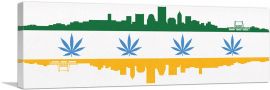 Portland City Oregon Flag Weed Leaf Pot Marijuana Cannabis-1-Panel-36x12x1.5 Thick