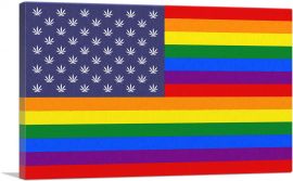 The United States of Weed Rainbow Gay Flag Marijuana-1-Panel-26x18x1.5 Thick