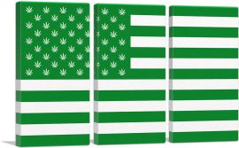 United States of Weed Flag Marijuana Cannabis-3-Panels-90x60x1.5 Thick