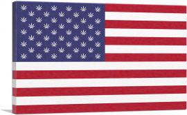 Usa United States of Weed Flag Marijuana Cannabis-1-Panel-18x12x1.5 Thick