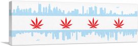 Chicago City Illinois Flag Weed Leaf Pot Marijuana Cannabis-1-Panel-36x12x1.5 Thick