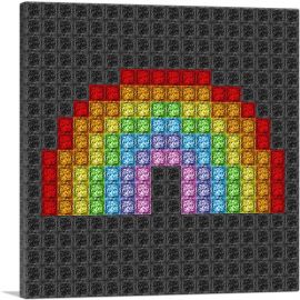Colorful Rainbow Emoticon Gay Black Jewel Pixel-1-Panel-36x36x1.5 Thick