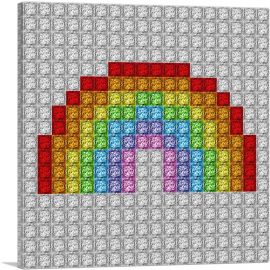 Colorful Rainbow Emoticon Gay Jewel Pixel-1-Panel-26x26x.75 Thick