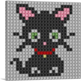 Cute Black Cat Kitten Jewel Pixel-1-Panel-12x12x1.5 Thick