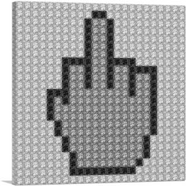 Emoticon Fu Finger Hand Jewel Pixel-1-Panel-18x18x1.5 Thick