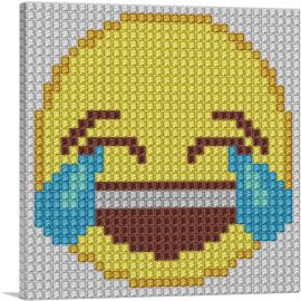 Emoticon Laughing Crying Smiley Face Jewel Pixel-1-Panel-12x12x1.5 Thick