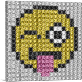 Emoticon Tongue Smiley Face Jewel Pixel-1-Panel-26x26x.75 Thick