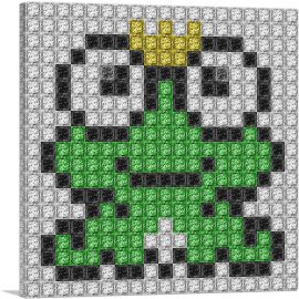 Frog Prince Emoticon Fairy Tale Jewel Pixel-1-Panel-12x12x1.5 Thick