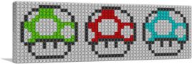 Green Red Blue Super Mushroom Jewel Pixel-1-Panel-48x16x1.5 Thick