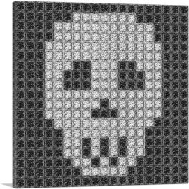 Human Skull Bones Black White Jewel Pixel-1-Panel-12x12x1.5 Thick