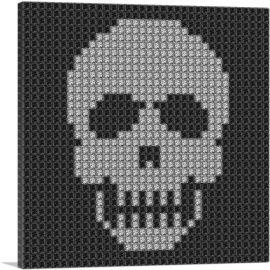 Human Skull Emoticon Bones Death Jewel Pixel-1-Panel-26x26x.75 Thick