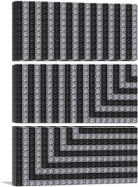 Modern Contemporary Black White Jewel Lines Pixel-3-Panels-90x60x1.5 Thick