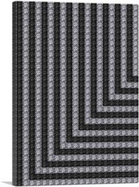 Modern Contemporary Black White Jewel Lines Pixel-1-Panel-18x12x1.5 Thick