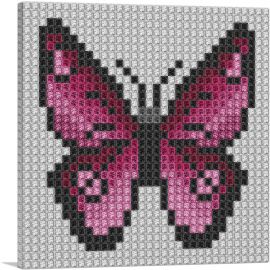 Pink Butterfly Wings Jewel Pixel-1-Panel-26x26x.75 Thick
