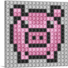 Pink Pig Butcher Meat Jewel Pixel-1-Panel-36x36x1.5 Thick
