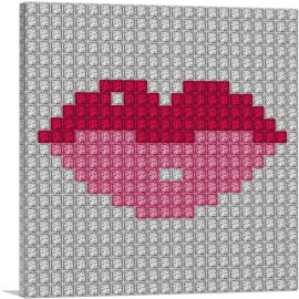 Pink Pixel Lips Emoticon Jewel Pixel-1-Panel-12x12x1.5 Thick