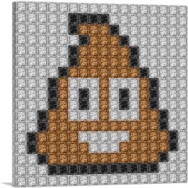 Poop Emoticon Pile of Poo Jewel Pixel-1-Panel-26x26x.75 Thick
