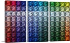 Rainbow Color Gay Grid Jewel Pixel-3-Panels-90x60x1.5 Thick