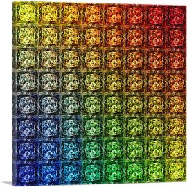 Rainbow Color Grid Gay Jewel Pixel-1-Panel-18x18x1.5 Thick