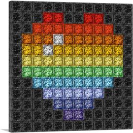 Rainbow Gay Love Heart Black Jewel Pixel