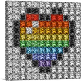 Rainbow Gay Love Heart Jewel Pixel-1-Panel-12x12x1.5 Thick