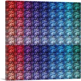 Red Blue Purple Color Grid Jewel Pixel-1-Panel-18x18x1.5 Thick