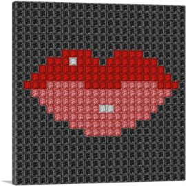 Red Lips Emoticon Jewel Pixel-1-Panel-12x12x1.5 Thick
