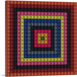Red Square Color Grid Jewel Pixel