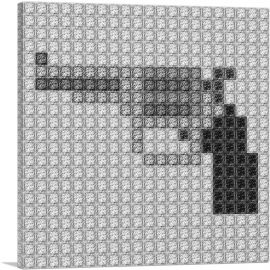 Revolver Handgun Gun Emoticon Six Shooter Jewel Pixel-1-Panel-36x36x1.5 Thick