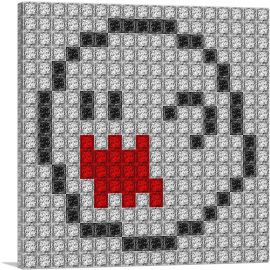 Scary Ghost Emoticon Jewel Pixel-1-Panel-18x18x1.5 Thick
