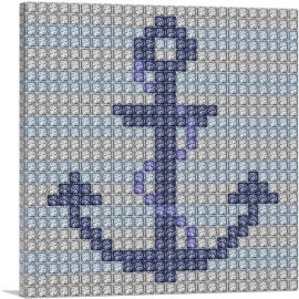 Ship Boat Anchor Jewel Pixel-1-Panel-12x12x1.5 Thick