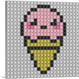Strawberry Ice Cream Cone Shop Jewel Pixel-1-Panel-36x36x1.5 Thick
