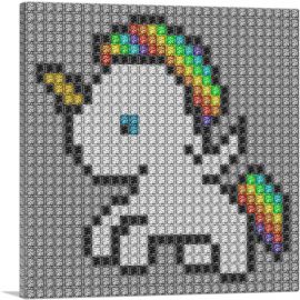 Unicorn Rainbow Hair Jewel Pixel-1-Panel-26x26x.75 Thick