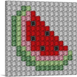 Watermelon Slice Emoticon Jewel Pixel-1-Panel-18x18x1.5 Thick