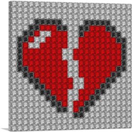 Broken Heart Emoticon Love Lovers Jewel Pixel-1-Panel-36x36x1.5 Thick