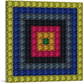 Yellow Blue Red Squares Jewel Pixel