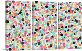 Pink Teal Black Yellow Spots Rectangle-3-Panels-90x60x1.5 Thick