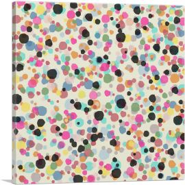 Pink Teal Black Yellow Spots Square-1-Panel-12x12x1.5 Thick