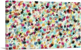 Pink Teal Yellow Black Spots Rectangle-1-Panel-60x40x1.5 Thick