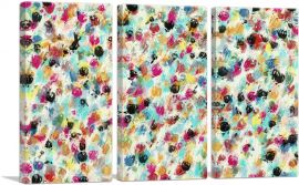 Pink Teal Yellow Black Spots Rectangle-3-Panels-90x60x1.5 Thick