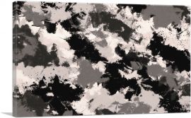 Black Gray White Camouflage Pattern Rectangle-1-Panel-18x12x1.5 Thick