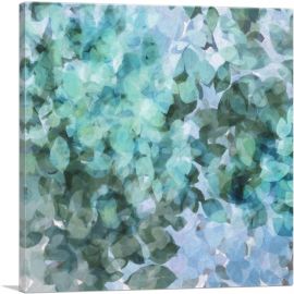 Teal Blue Green Petals Modern-1-Panel-18x18x1.5 Thick