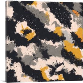 Yellow Black Tan Camouflage Pattern Square-1-Panel-36x36x1.5 Thick