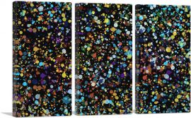 Yellow Brown Blue Dots on Black Rectangle-3-Panels-90x60x1.5 Thick