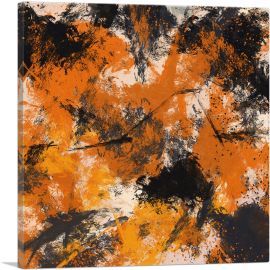Yellow Orange Black Modern Square-1-Panel-18x18x1.5 Thick