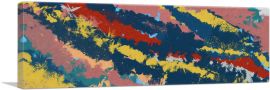 Yellow Red Pink Scrapes Modern Panoramic-1-Panel-36x12x1.5 Thick