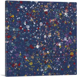 Yellow Red Whit Spots Navy Blue Square-1-Panel-12x12x1.5 Thick