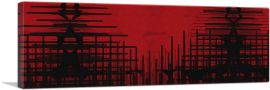 Black Lines on Red Modern Panoramic