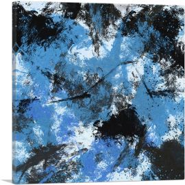 Baby Blue Black White Modern-1-Panel-36x36x1.5 Thick