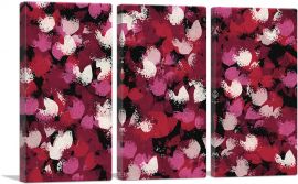 Cherry Pink Red White Modern Rectangle-3-Panels-90x60x1.5 Thick